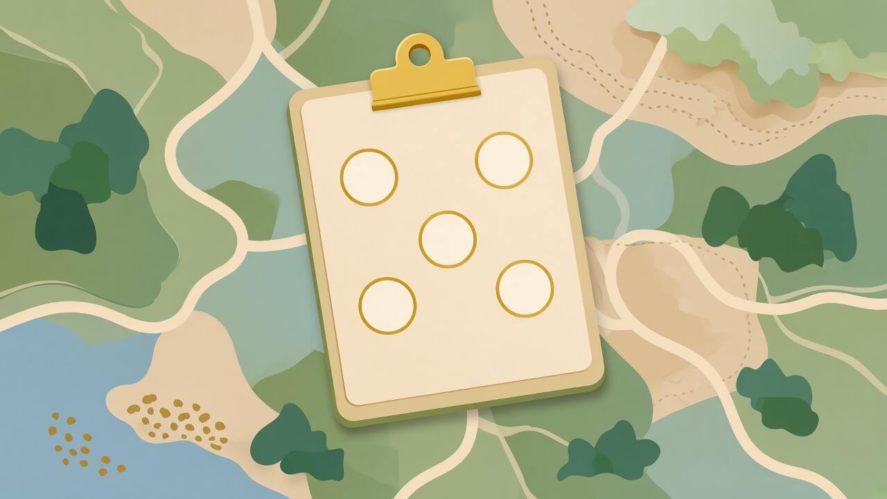 A checklist on a city map