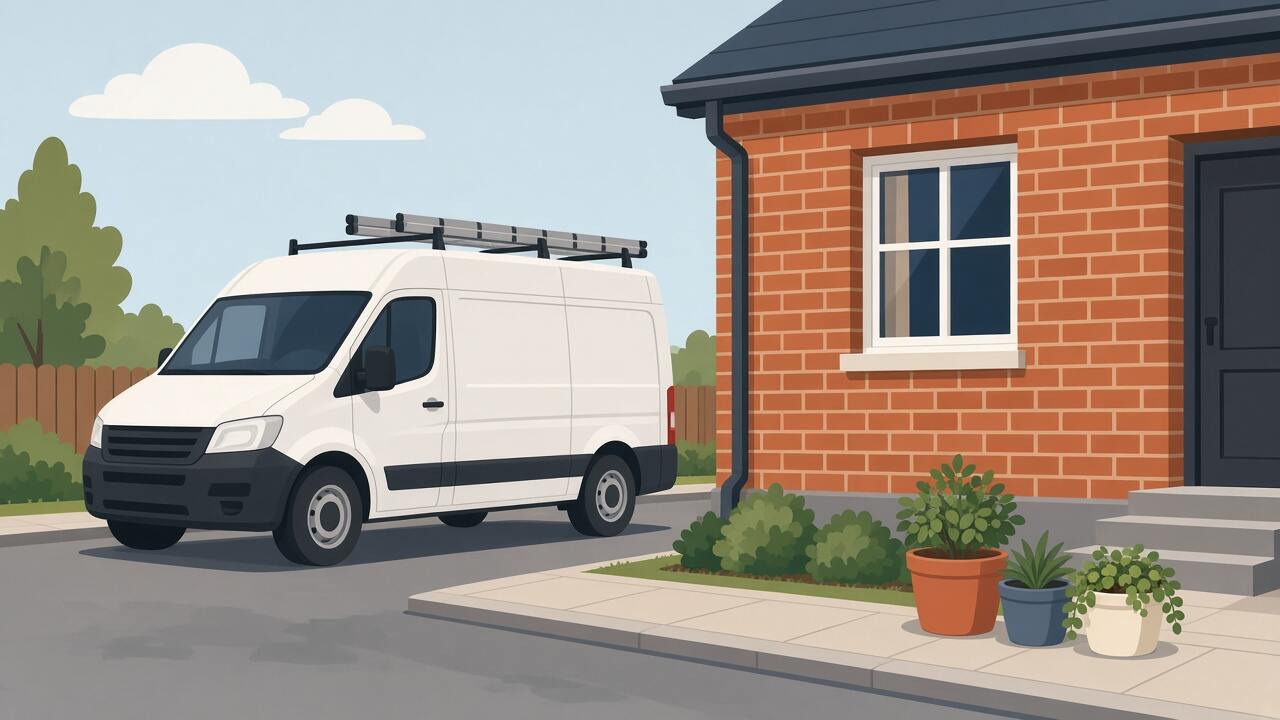 A service van on a suburban lane